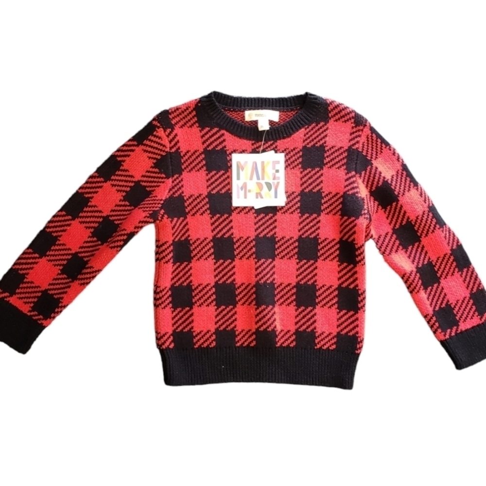 Tucker + Tate Holiday Christmas Little Boys Plaid Pullover Knit Sweater NEW